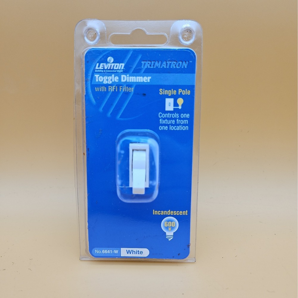 Leviton Toggle Dimmer #6641-W Single-Pole 600W-120VAC White Incandescent NIB